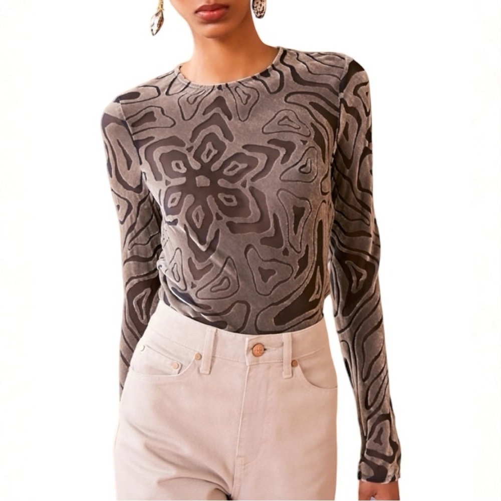 NWT Ulla Johnson Silk-Blend Long-Sleeve Floral Quinn Blouse - Size 16